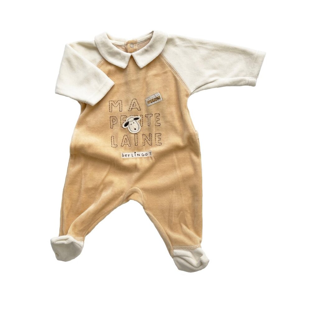Infant Velour Footie Size 3 Months Made in France by Berlingot New Condition